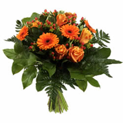 Bouquet rond de fleurs orange livraison a Neyruz